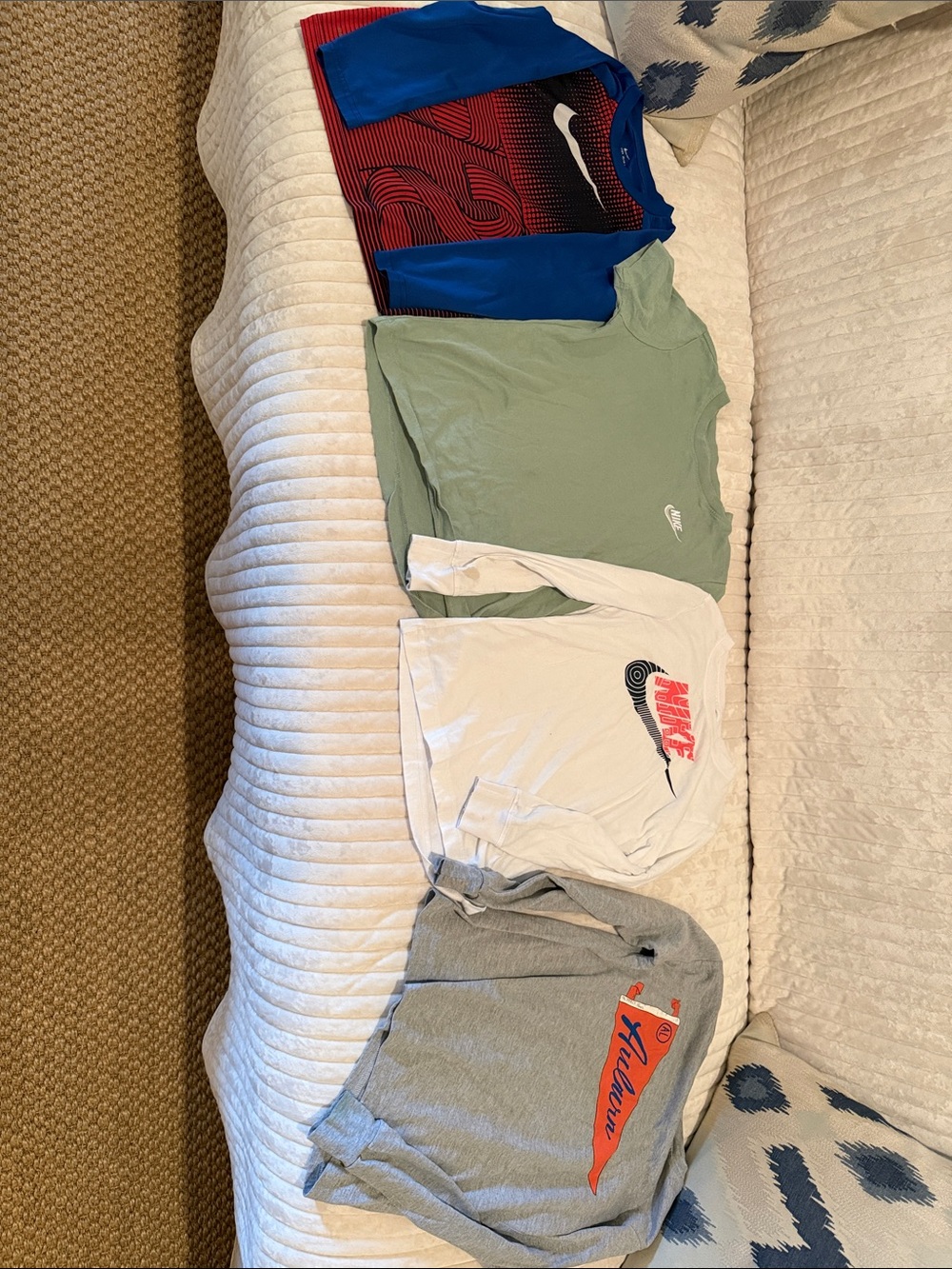 Nike & properly tied Red & Blue Long Sleeve + Sage, White & Gray Tops Pack